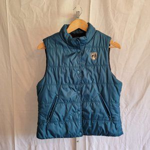 American Eagle Teal Puffer Vest Front Snap Closure Zip Pockets Women's Size Lg